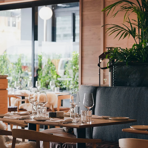 Restaurant Interior with Wine Glasses